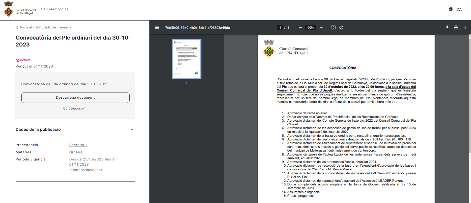Detall de l'anunci publicat